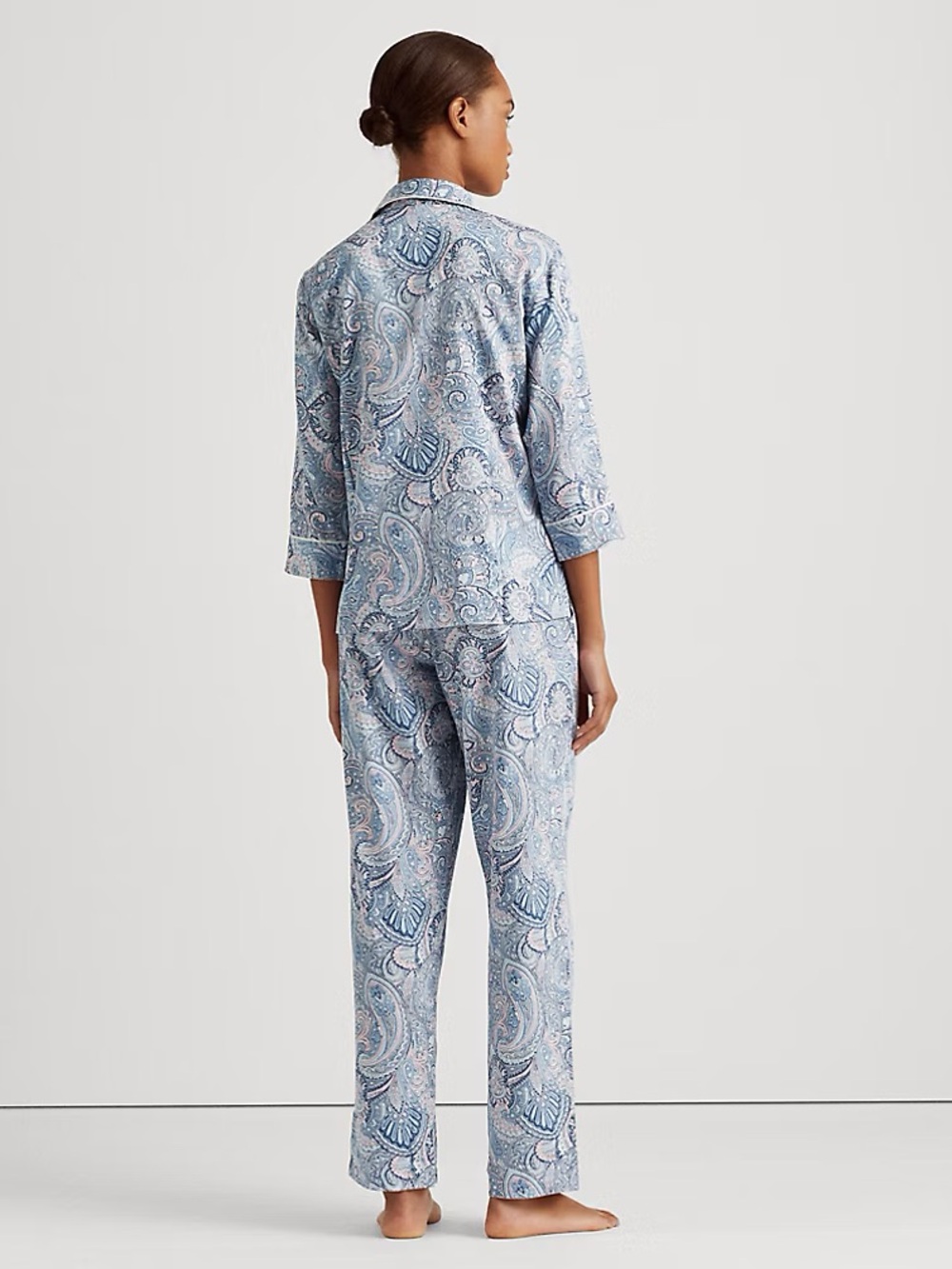 Ralph Lauren Light Blue Paisley Straight-Leg Pajama Pants